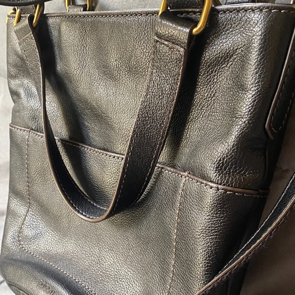 Fossil black pebbled  Leather crossbody with Gold Accents - Picture 11 of 11